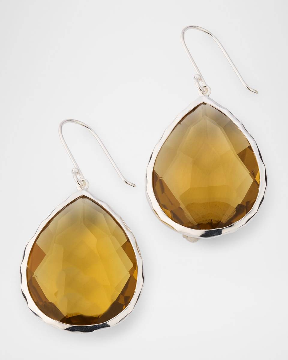 Rock Candy Large Honey Citrine Teardrop Earrings in Sterling Silver