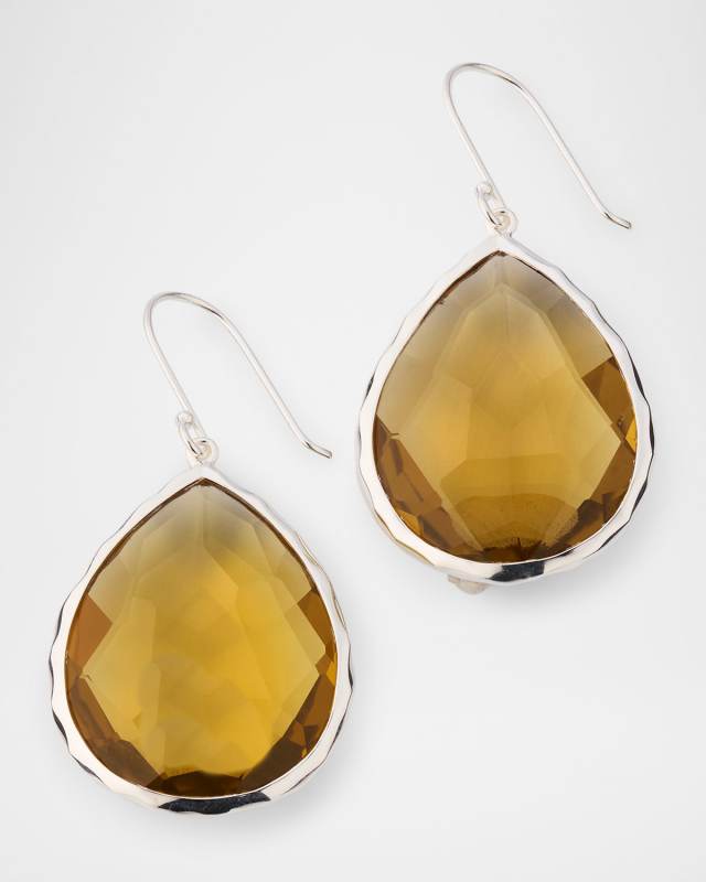 Rock Candy Large Honey Citrine Teardrop Earrings in Sterling Silver