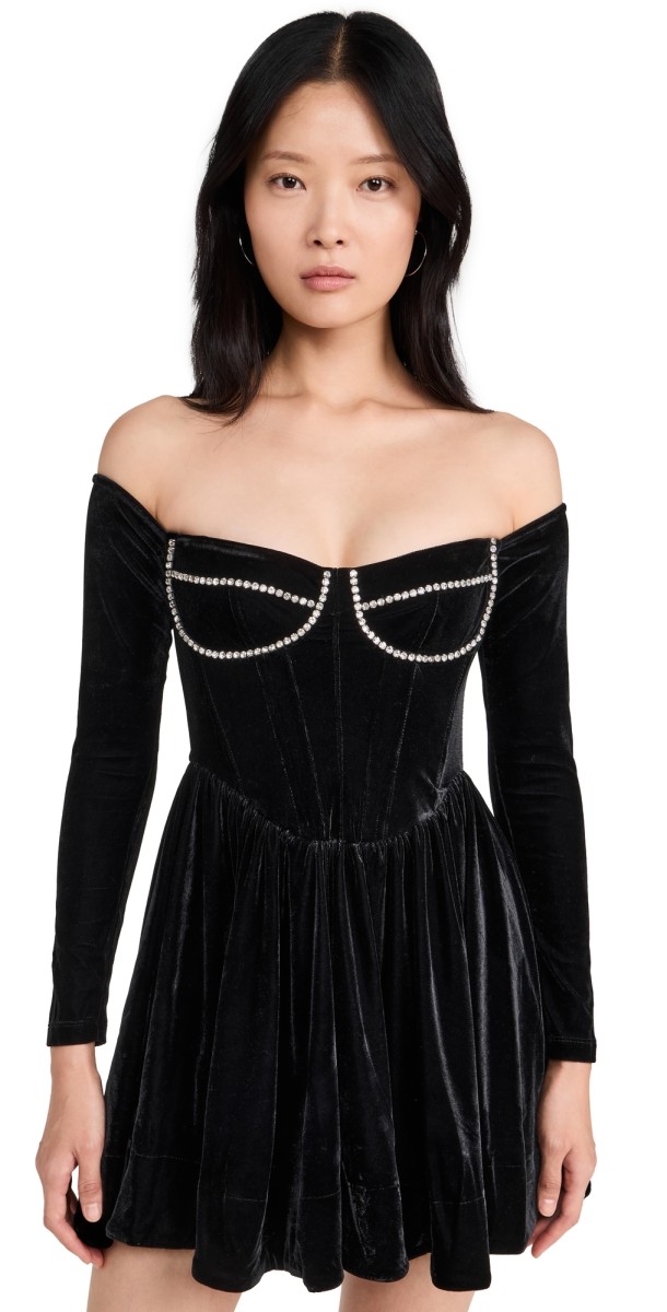 BARDOT Emelyn Velour Mini Dress Black