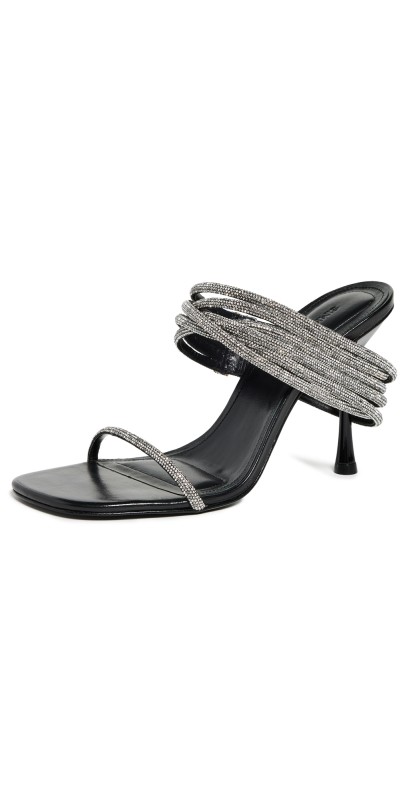 SIMKHAI Infinity Crystal Strap Siren Sandals Black