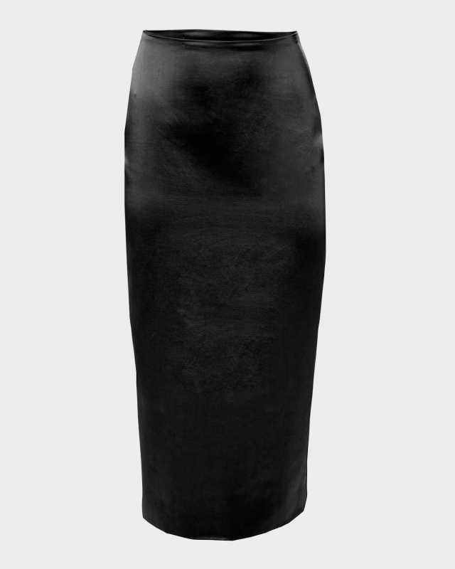 Satin Midi Pencil Skirt