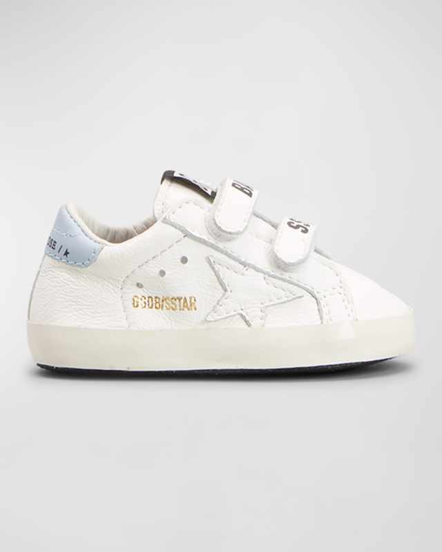 Girl's Old School Leather Grip-Strap Sneakers, Baby