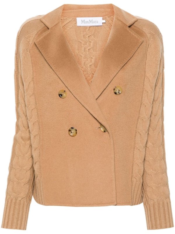 Micio panelled cable-knit cardigan