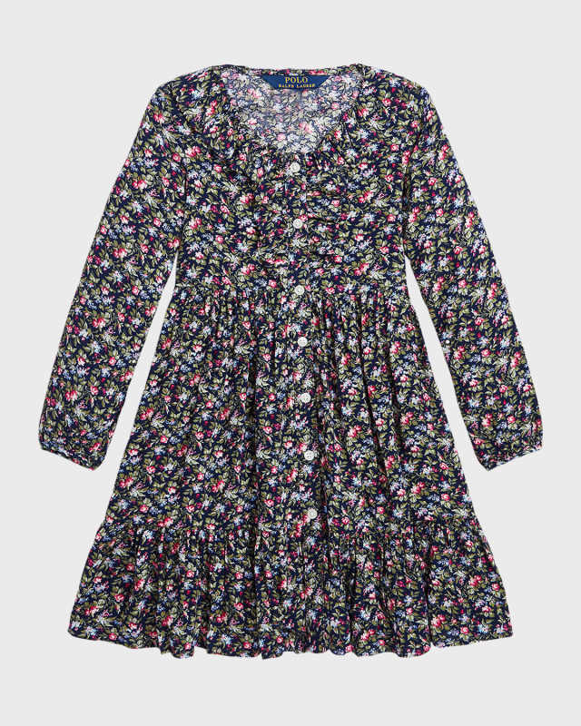 Girl's Floral-Print Day Dress, Size 7-14