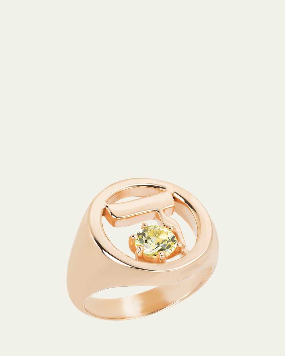 18k Gold Hebrew DALET Initial Signet Ring