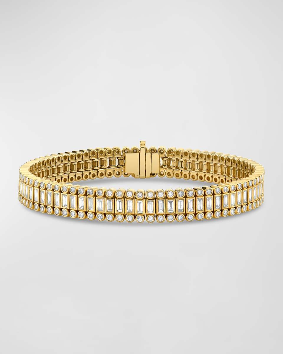 14k Yellow Gold Diamond Stacked Eternity Bracelet