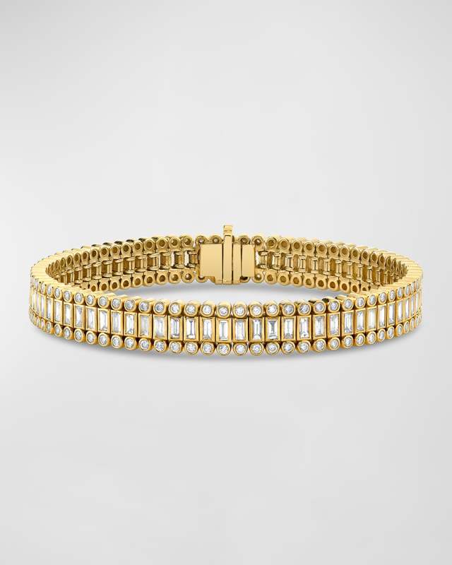 14k Yellow Gold Diamond Stacked Eternity Bracelet