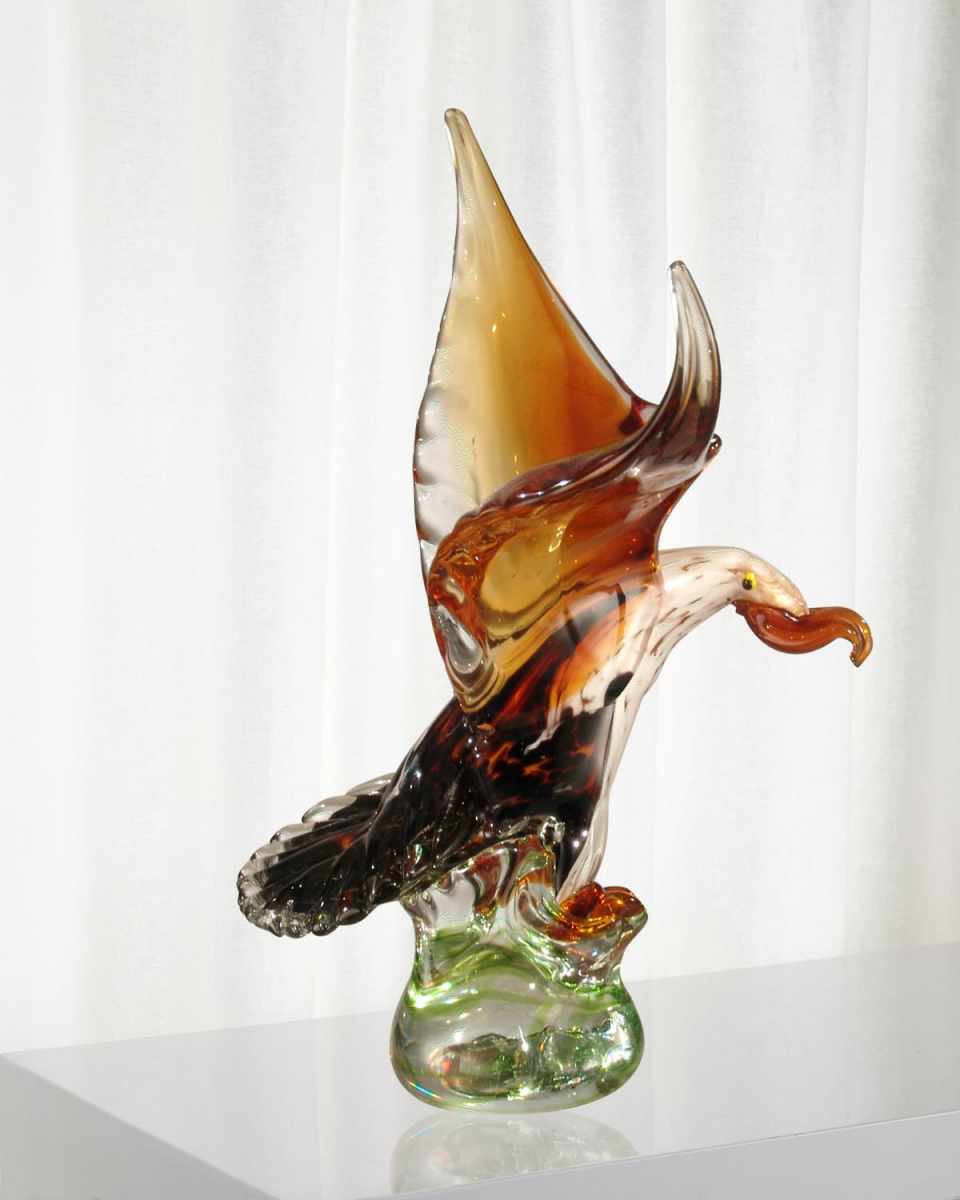 Decorative Bald Eagle Art Glass Figurine