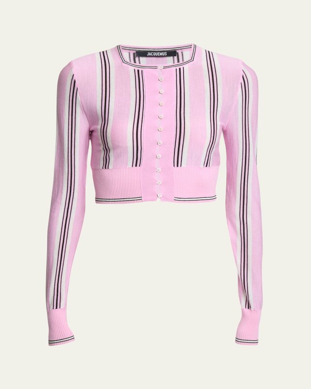 Spiaggia Stripe Cropped Wool Cardigan