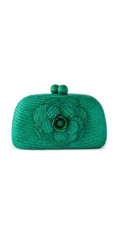Serpui Mia Camelia Bun Clutch Bag Green