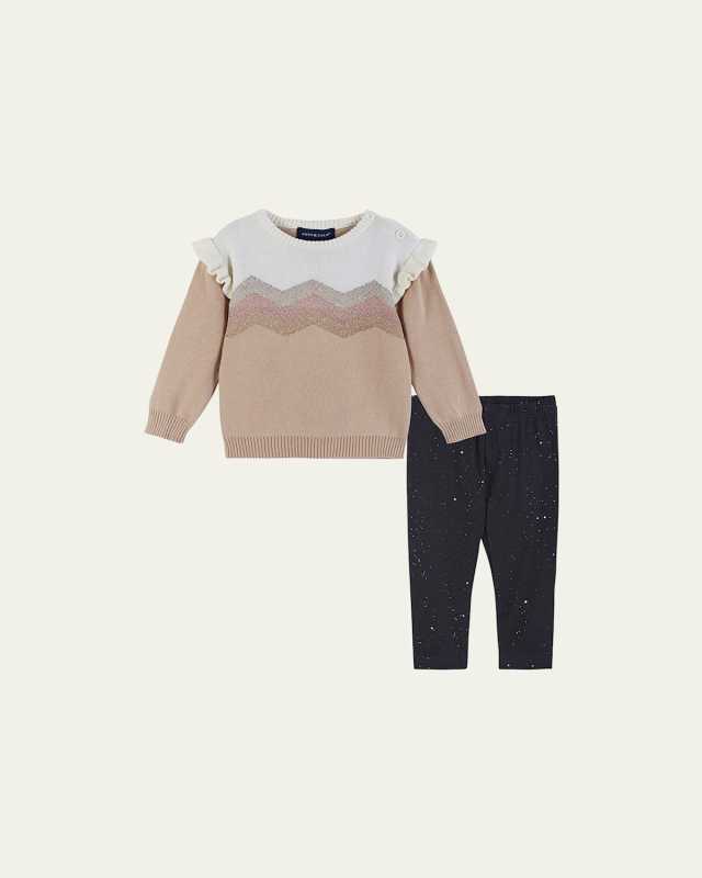 Girl's Eyelash Sweater Set, Size 0M-24M