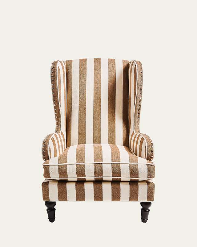 Marquee Brown Stripe Chenille Wing Chair