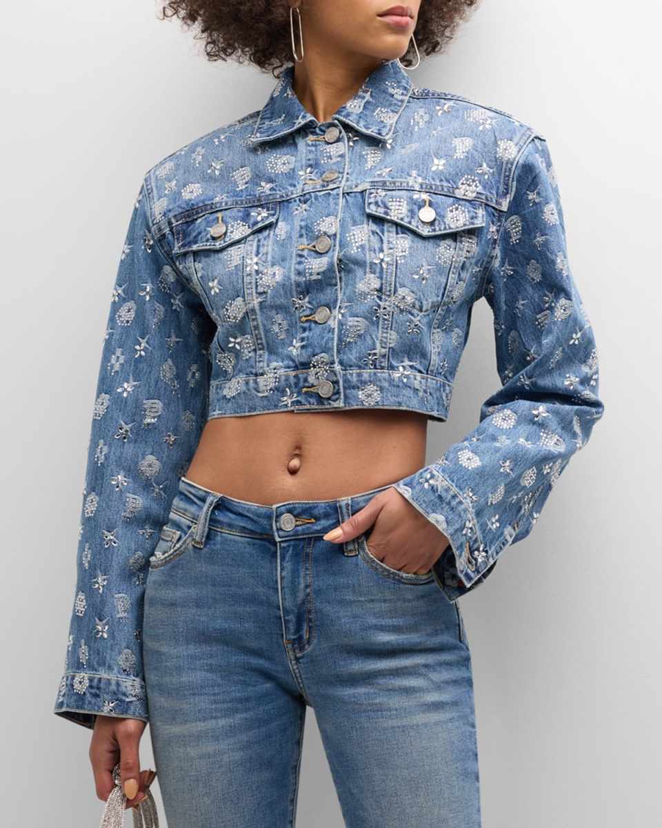 Cropped Mono Bling Denim Jacket