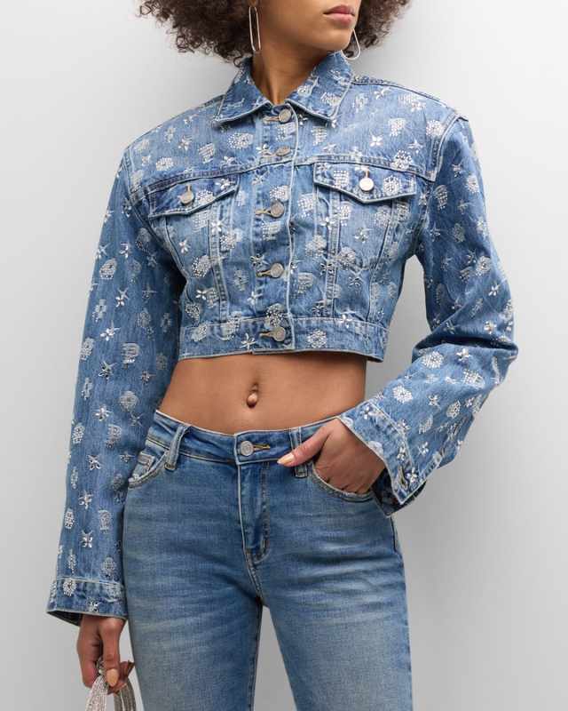 Cropped Mono Bling Denim Jacket