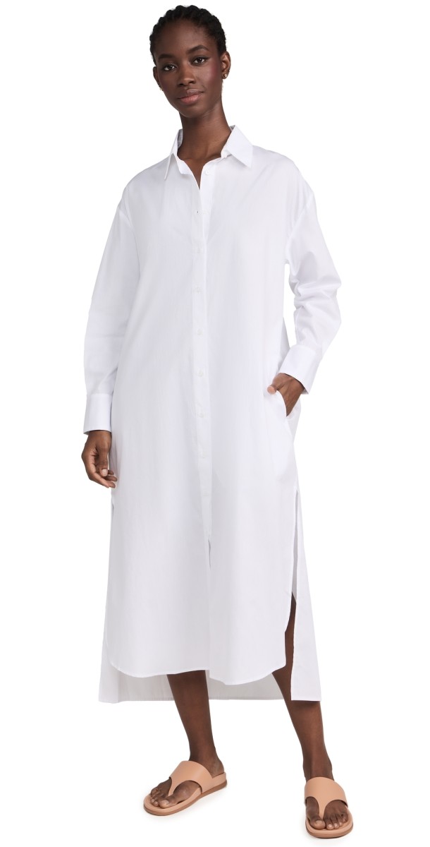 Enza Costa Poplin Shirtdress White