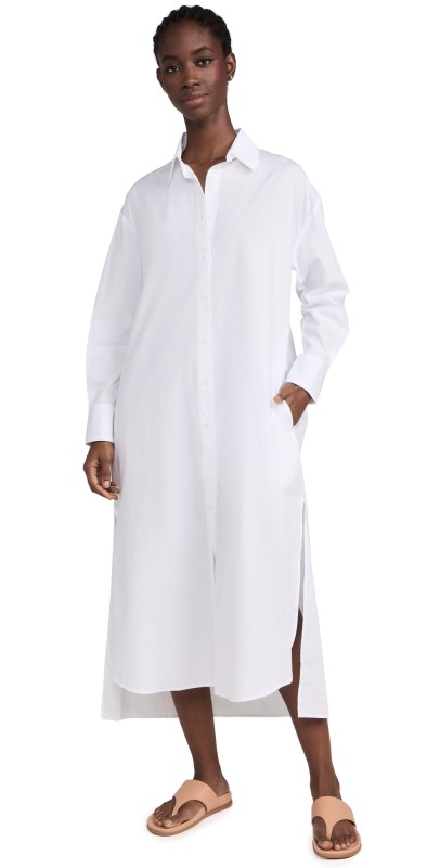 Enza Costa Poplin Shirtdress White