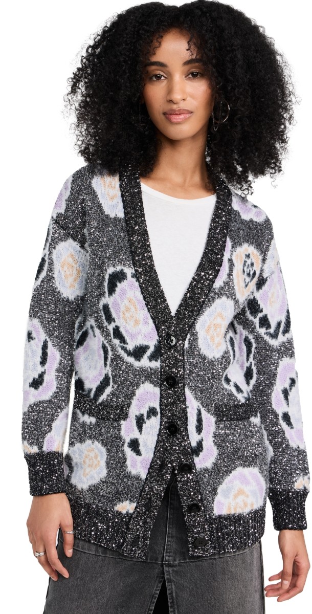 Missoni Maxi Cardigan ROSE SEQUINS BLACK-PINK-BLUE
