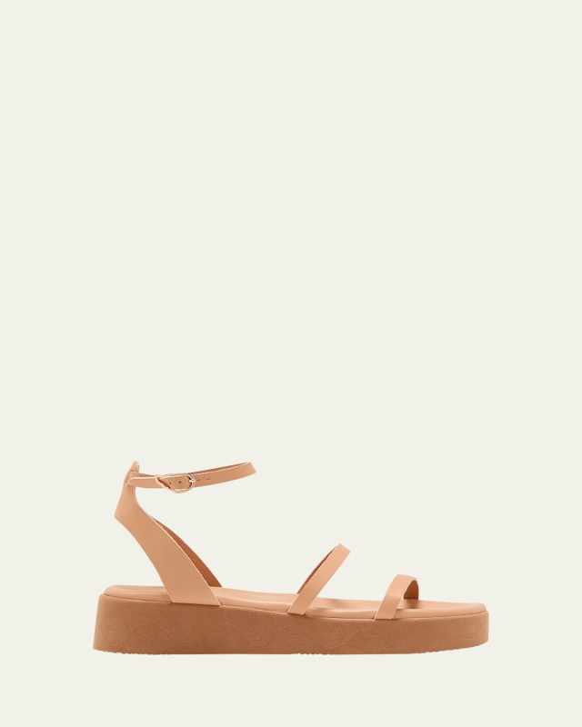 Nissida Leather Ankle-Strap Flatform Sandals