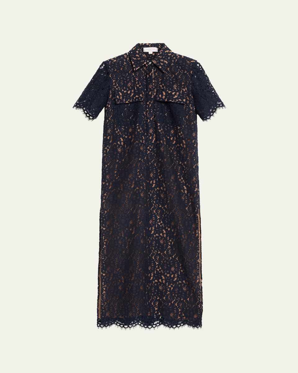 Floral Lace Button Down Tunic Dress