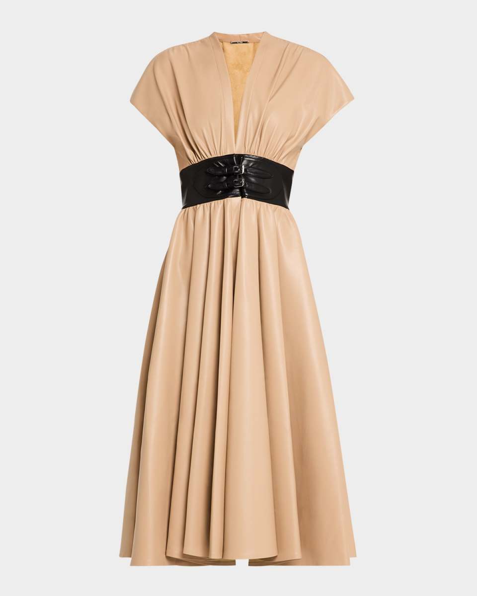 Viktoria Vegan Leather Midi Dress