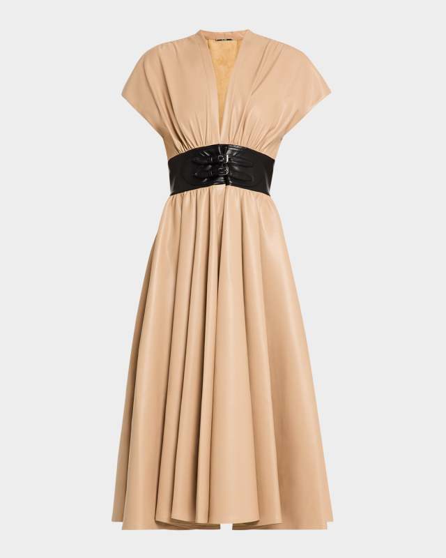 Viktoria Vegan Leather Midi Dress