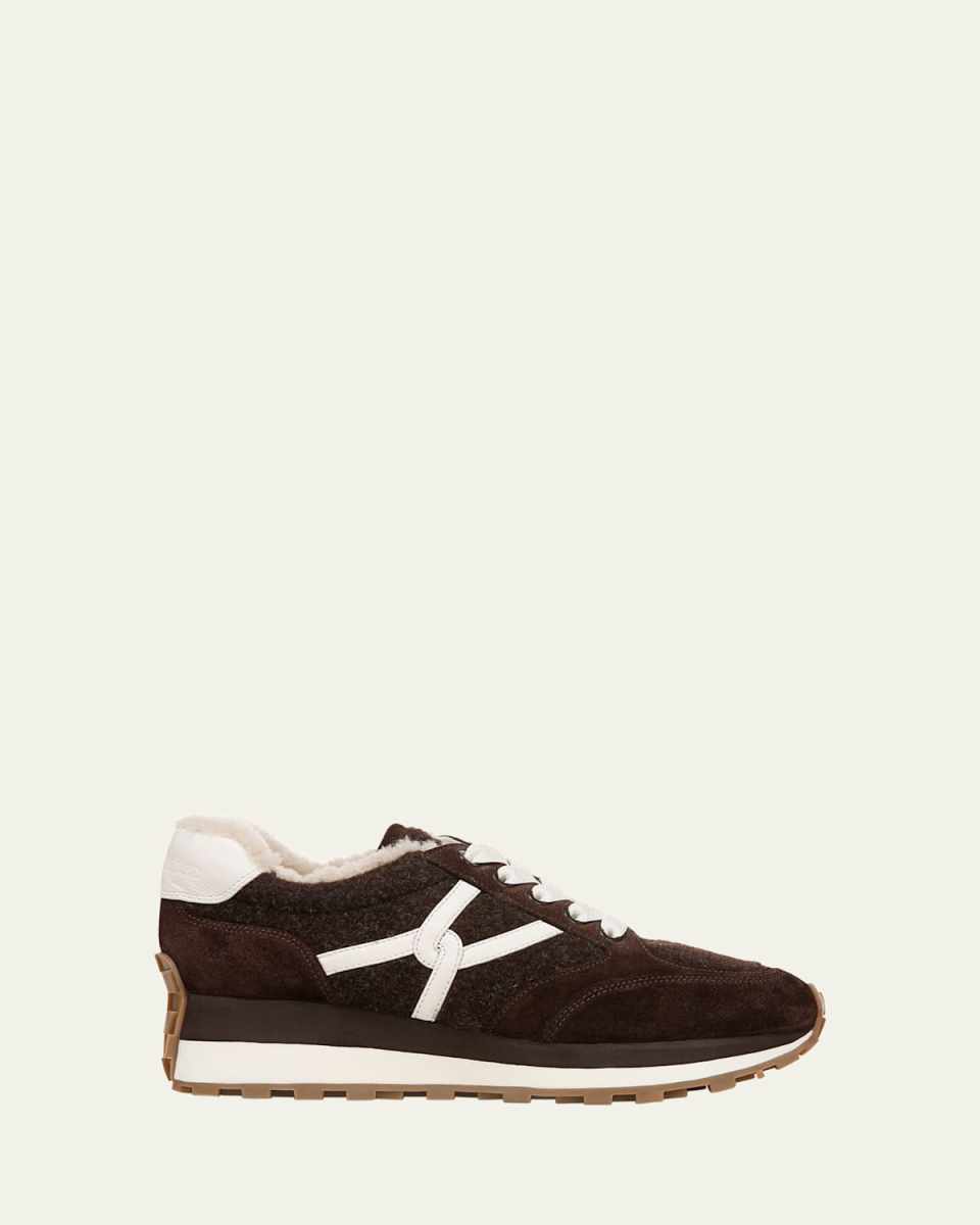 Valentina Suede Shearling Retro Sneakers
