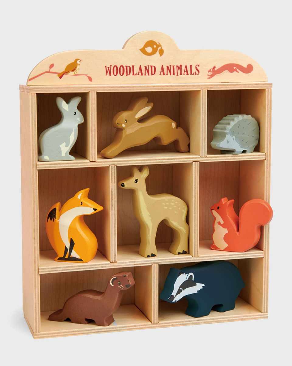 Kid's 8-Piece Woodland Animals Toy Set w/ Display Shelf