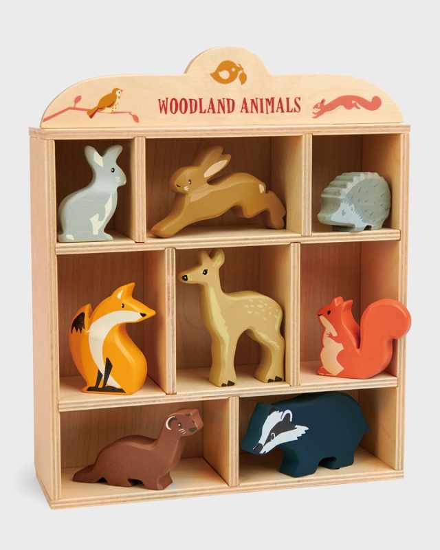 Kid's 8-Piece Woodland Animals Toy Set w/ Display Shelf