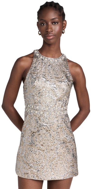 alice + olivia Dru Mini Dress Silver/Gold