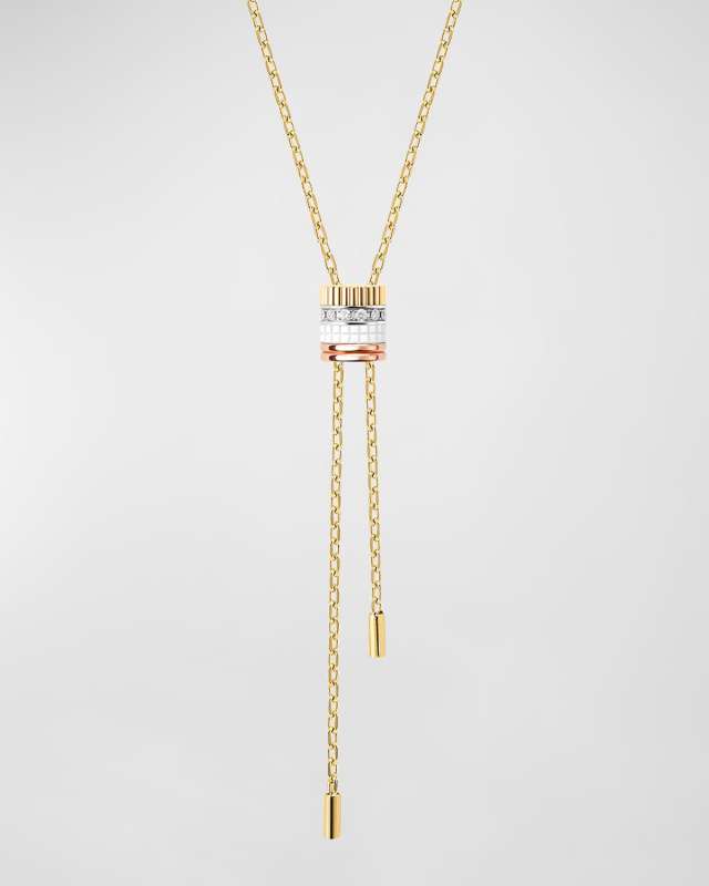 Quatre 18K Yellow Gold Ceramic and Diamond Large Tie Necklace