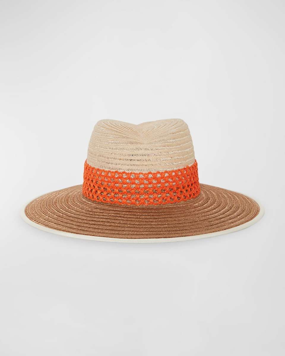 Cindy Bicolor Straw Wide-Brim Hat
