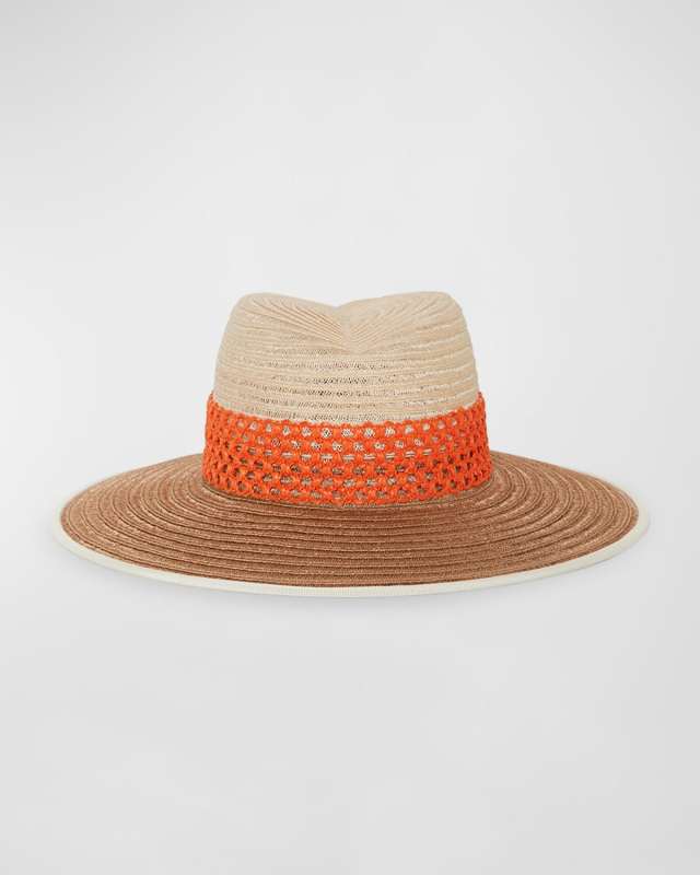 Cindy Bicolor Straw Wide-Brim Hat