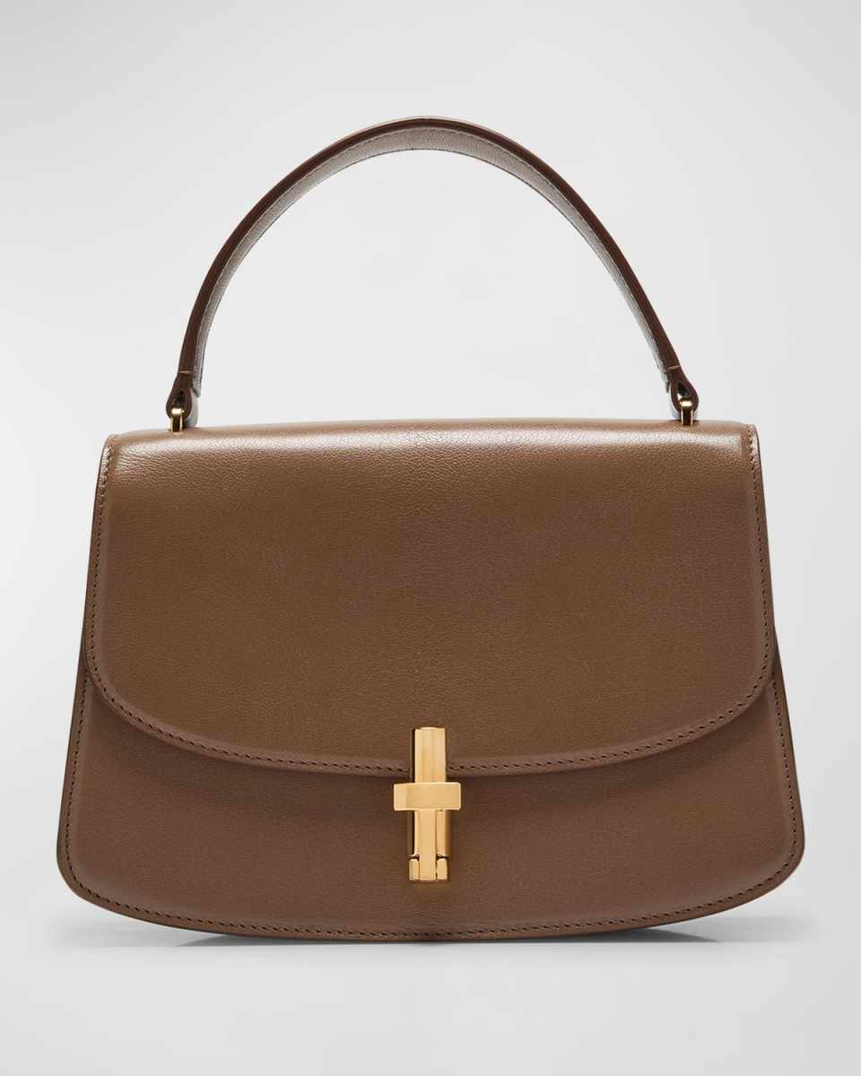 Sofia 8.75 Top Handle in Shiny Kidskin Leather with Gold Hardware