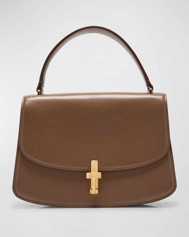 Sofia 8.75 Top Handle in Shiny Kidskin Leather with Gold Hardware