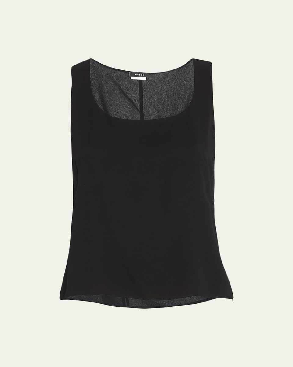 Scoop-Neck Silk Georgette Tank Top