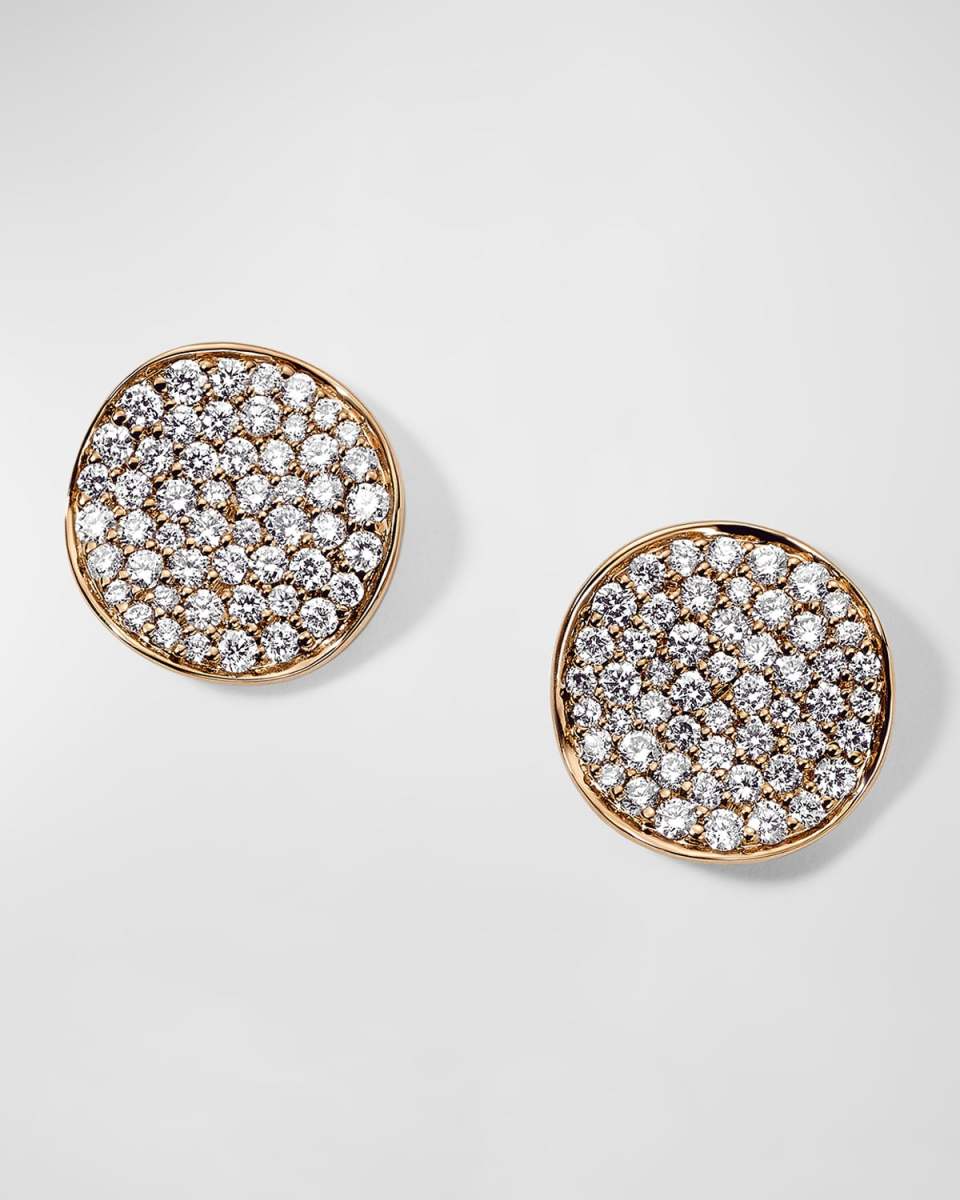 18K Rose Gold Stardust Small Flower Stud Earrings with Diamonds