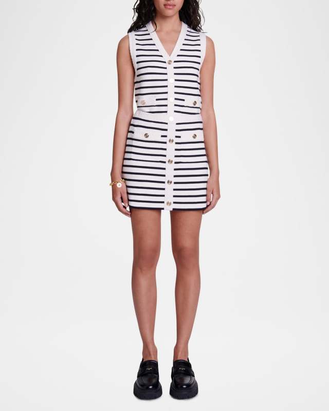 Jelisse Striped Stretch Knit Mini Skirt
