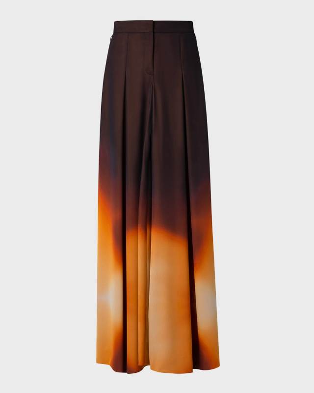 Fiorello Autumn Twilight-Print Silk Georgette Wide-Leg Pants