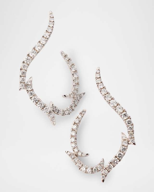 Diamond Game 18K White Gold Front-to-Back Diamond Flame Earrings