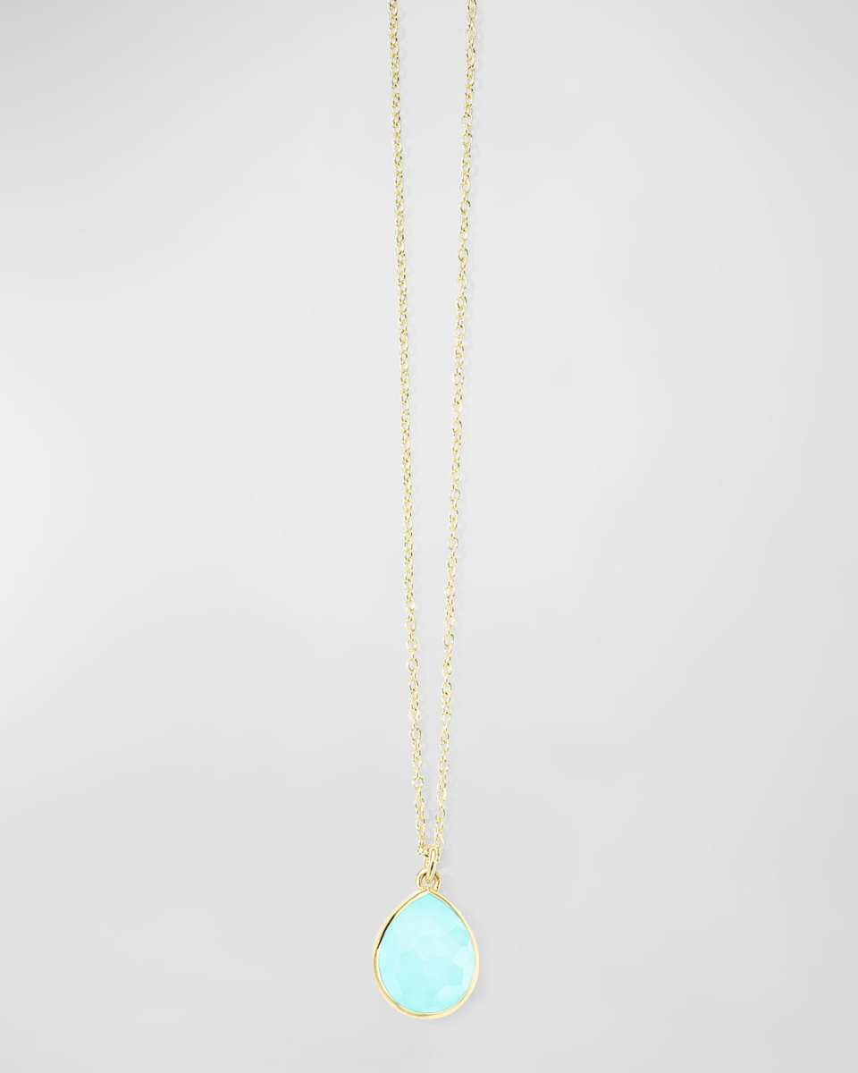 18K Gold Rock Candy Mini Teardrop Pendant Necklace in Turquoise Doublet, 16-18"L