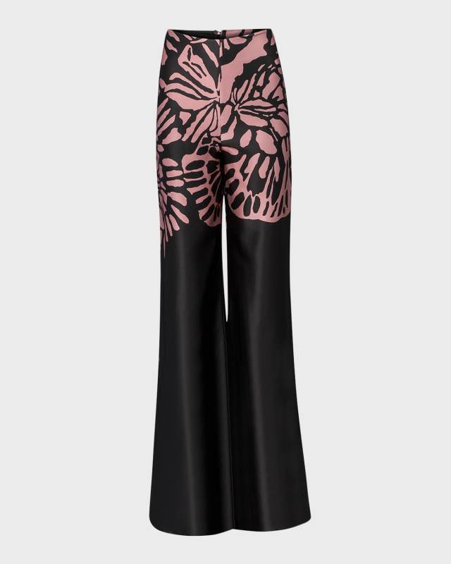 Andie Printed Straight-Leg Silk Pants