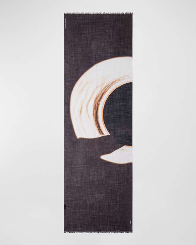 Cashmere and Silk Mocca Loop Print Scarf