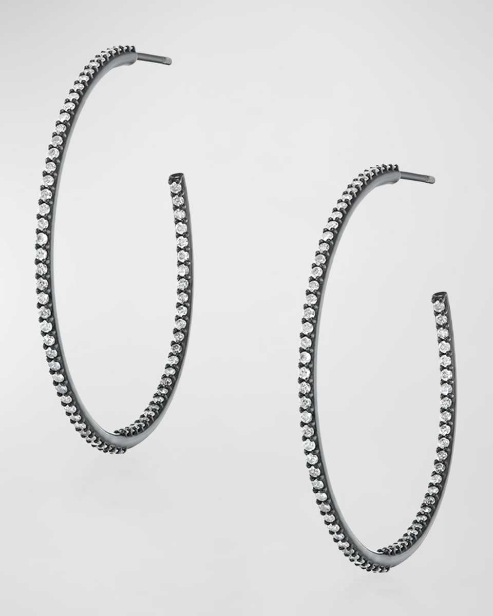 Inside-Out Diamond Hoop Earrings in Black Rhodium-Tone