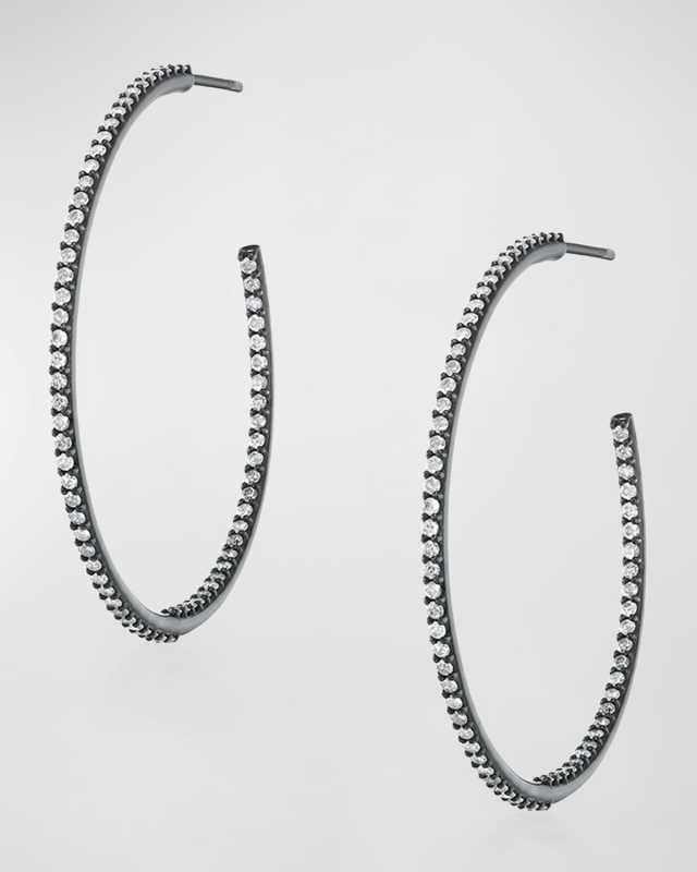Inside-Out Diamond Hoop Earrings in Black Rhodium-Tone
