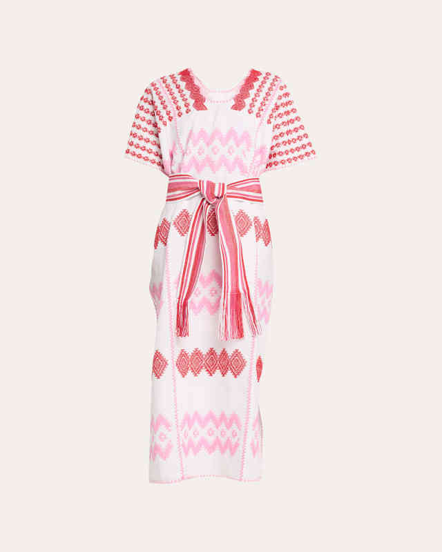 Three-Panel Embroidered Midi Kaftan