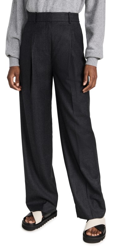 Theory Pleat Trousers New Charcoal Melange