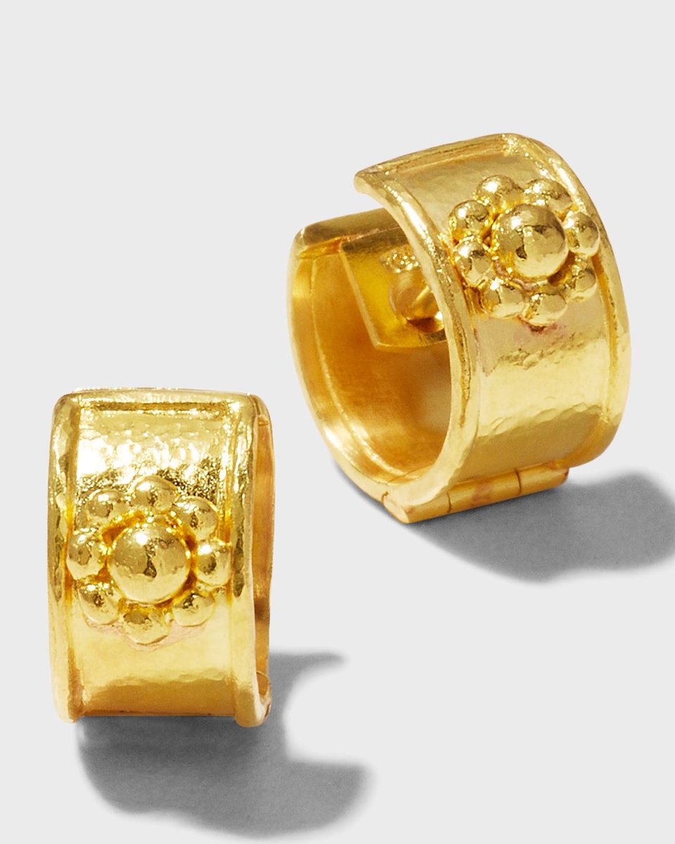 Yellow Gold Flat Wide Hoop Earrings