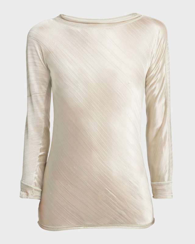 Shiny Viscose Raw-Edge Blouse