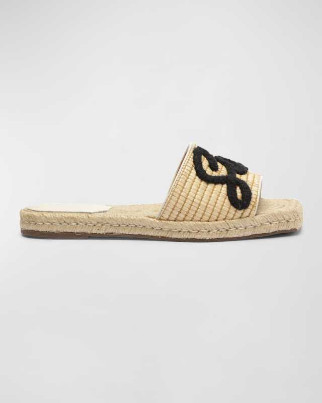 Emilien Embroidered Raffia Espadrille Sandals