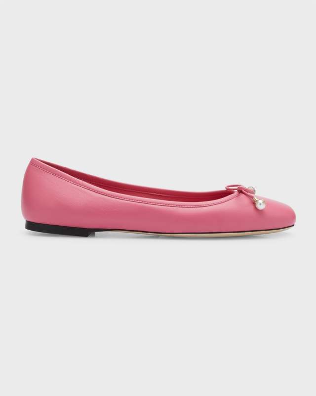 Elme Leather Bow Ballerina Flats